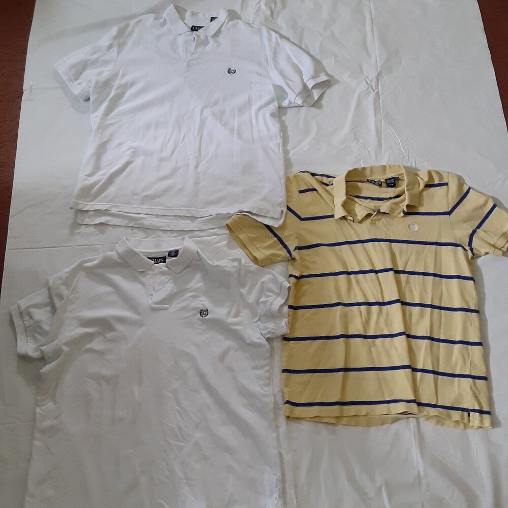 lot of 3 Chaps By Ralph Lauren Mens L Polo shirts (2 white & 1 Yellow/blue)